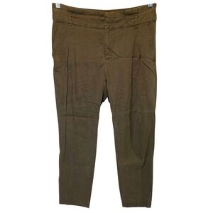 Zara Womens Cropped‎ Casual Pants Size Medium Brown Pleated Lightweight Trousers